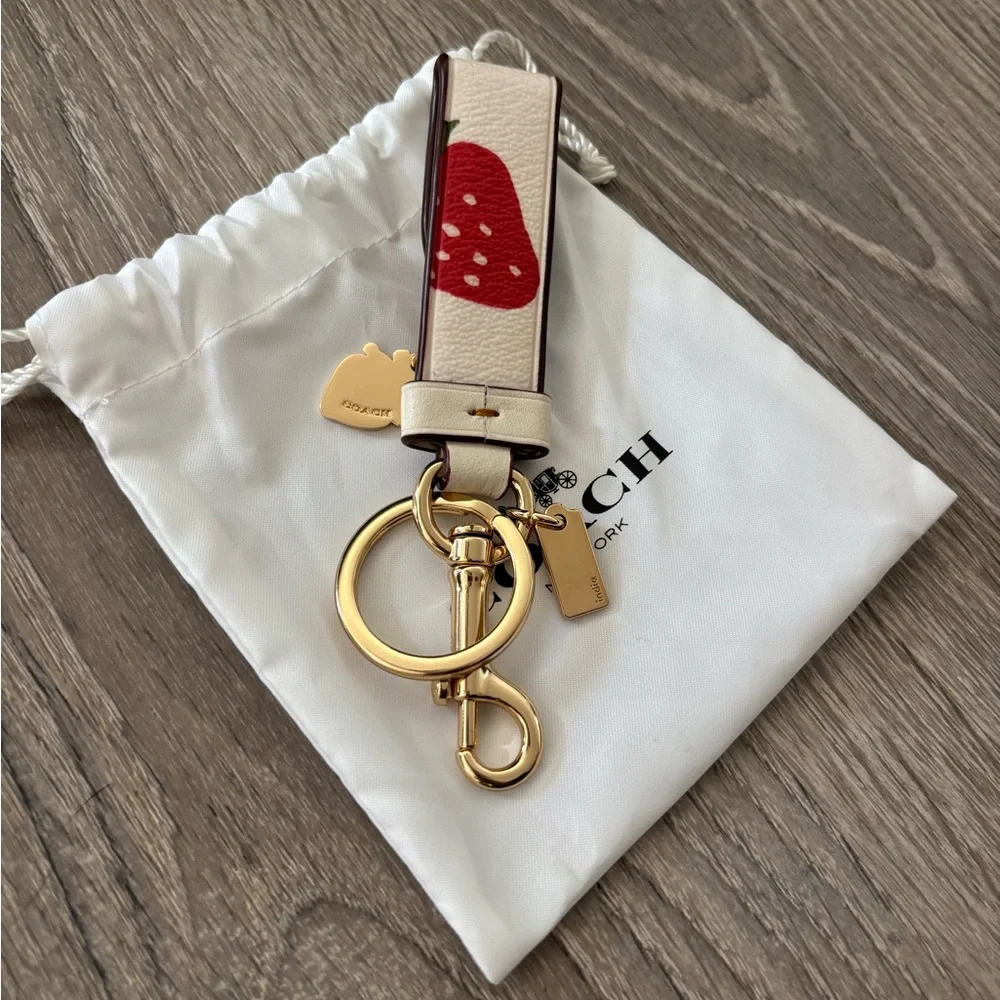 Coach Trigger Snap Bag Charm With Strawberry Print - Picture 4 of 4